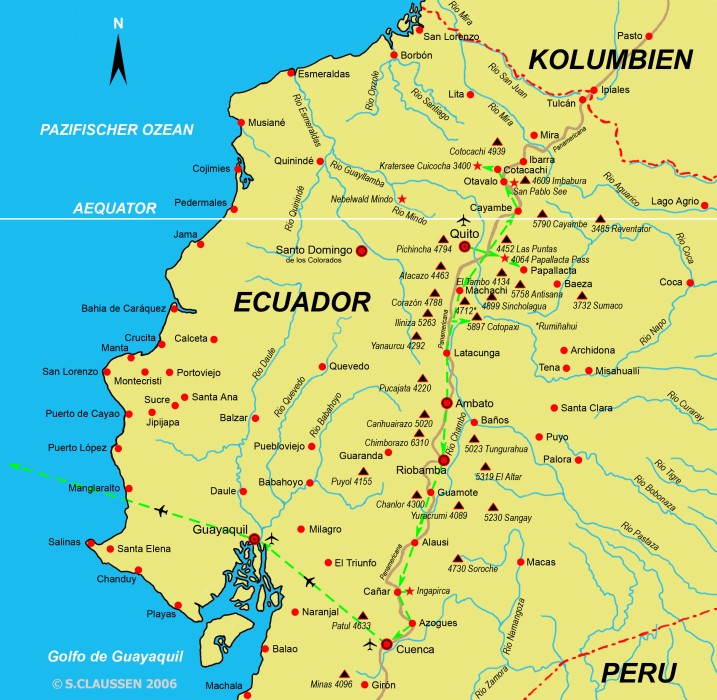 Reiseroute Ecuador 2006