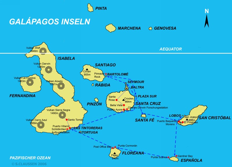 Karte Galapagos Kreuzfahrt 2006